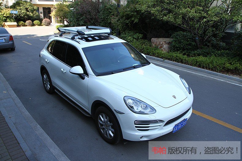 卡宴安装豪华款车顶行李框效果展示-卡宴专用车顶框车顶架